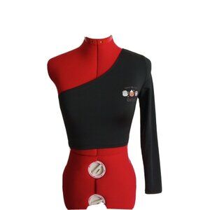 SHEIN Crop Top Halloween Spooky Print One Shoulder  SMALL (4-6) Black Knit